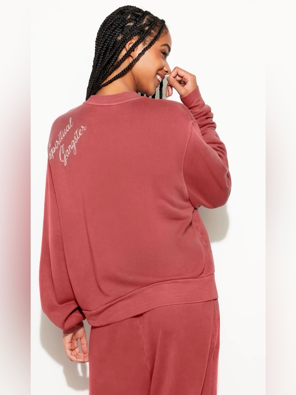NWT Spiritual Gangster Insignia Bardot Sweatshirt in Brick Red
